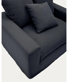 Antracitszürke len fotel Nora – Kave Home