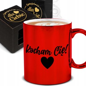 Fémes Bögre Piros Ajándék Pároknak Évforduló Szeretlek Csomag