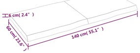 világosbarna kezelt tömör asztallap 140x60x(2-6) cm
