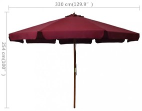 burgundi vörös kültéri napernyő farúddal 330 cm