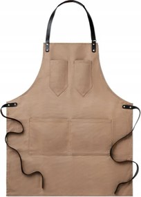 Szakács Kötény viasz. vászon, bőr, barna