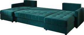 AKCIÓ Kihúzható U alakú ülőgarnitúra VENORIA 285x146 cm, petrolkék + 2 párna INGYEN II. osztály