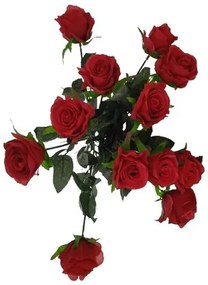 Művirágcsokor, vörös rózsák, 67 cm, 12 db