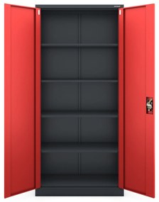 Fém iratszekrény JAN H, 900 x 1950 x 400 mm, antracit-piros