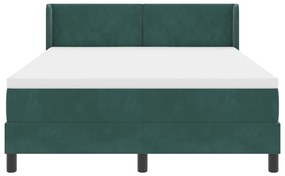 Box Spring Ágy Mattal Sötétzöld 140x190 cm Bársonyos