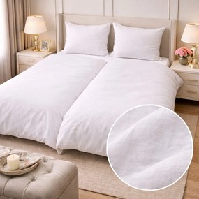 Lenvászon ágyneműhuzat fehér 140x200cm+90x70cm TiaHome