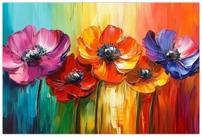 Kép - Öt színes virág (90x60 cm)