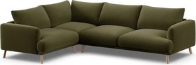 Zöld bársony sarokkanapé (bal oldali-L alakú) Naomi – Micadoni