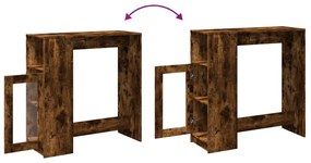 füstös tölgy szerelt fa bárasztal tárolókkal 101x40x103,5 cm