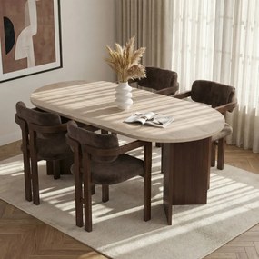 Meridia étkezőgarnitúra, travertin-milánói dió, 180 cm – TR199NRD1139