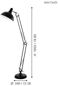 Eglo 94698 - Állólámpa BORGILLIO 1xE27/60W/230V