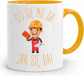 Sárga Építőipari Bögre Barkácsoló Ajándék fényképes nyomtatással