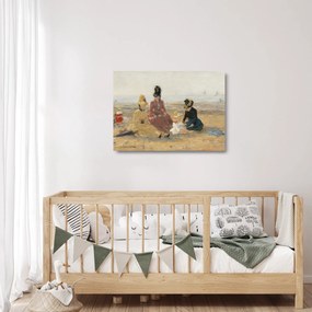 Üveg kép - Eugène Boudin, On the Beach, Trouville, reprodukciók (70x50 cm)