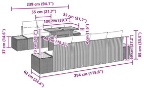Kert Kanapé Szett 8 darabos Bézs Rattan Kültéri kanapé szett