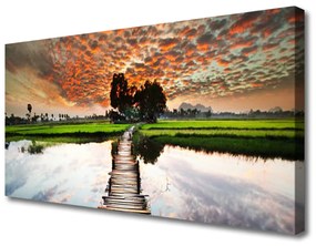 Vászonkép nyomtatás Bridge Lake Landscape 100x50 cm