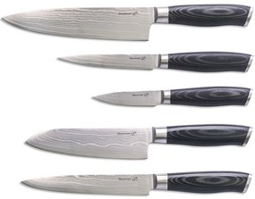 G21 Gourmet Damascus késkészlet bambusz blokkban 5 db + élezőkő