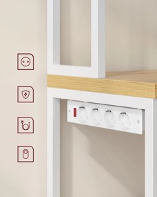 VASAGLE konyhai polc beépített konnektorral 40×60×170 cm, tölgy-fehér