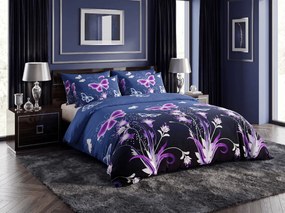 Mikroszálas ágynemű VIOLET BUTTERFLY sötétkék Ágyneműhuzat mérete: 70 x 90 cm | 140 x 220 cm