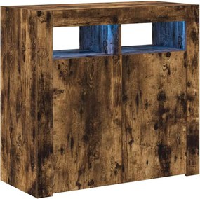 vidaXL füstös tölgy színű tálalószekrény LED-ekkel 80 x 35 x 75 cm