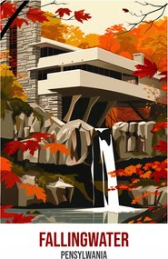 Poszter 39,5x55cm Fallingwater