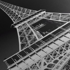 Kép - Eiffel-torony, fekete-fehér (órával) (90x30 cm)