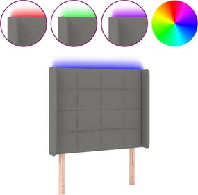 vidaXL sötétszürke szövet LED-es fejtámla 83x16x118/128 cm