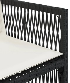 4 db fekete polyrattan kerti szék párnával