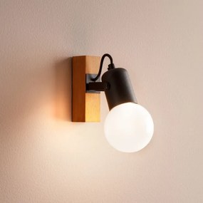 Redo 01-2415 - Fali lámpa TAFFI 1xE27/42W/230V fekete/bükk