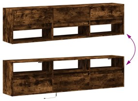 füstös tölgy falra szerelhető TV-szekrény LED-del 180x31x45cm
