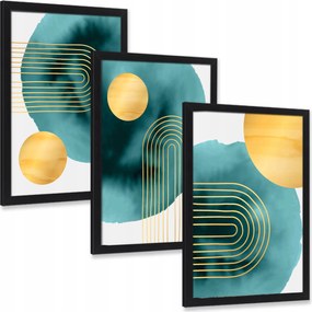 Vászonkép keretben Art Line Minták arany vonalak 3 db-os szett 30x20 cm