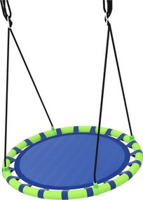 AIYAPLAY Kerek Gyerekhinta Kültéri Kertbe Állítható Gyerek Hinta Vízálló 150 kg Teherbírás Ø100x180 cm Kék és Zöld | Aosom