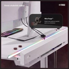 Elektromos RGB gamingasztal tartókkal, fehér, 140 cm: Diablo X-Forge 1400
