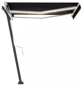 antracitszürke kézzel kihúzható LED-es napellenző 350 x 250 cm