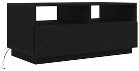 Fekete tölgyszínű dohányzóasztal LED-lámpákkal 90x49x40 cm