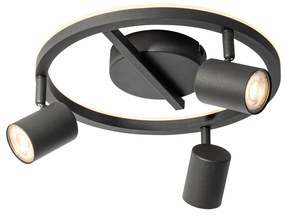 Mennyezeti spotlámpa fekete GU10 50mm 3-lámpás kerek háttérvilágítással - Back Up