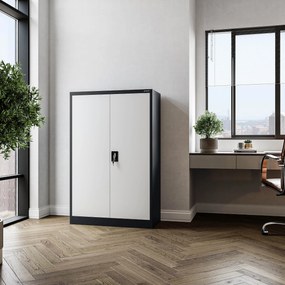 Fém iratszekrény KEVIN, 900 x 1400 x 400 mm, antracit-fehér