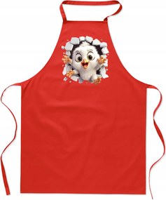 Konyhai Kötény pamut piros lyuk Csirke csirke FA_477_cw