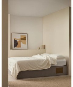 Szürke kárpitozott ágyneműtartós franciaágy 160x200 cm Matters – Kave Home