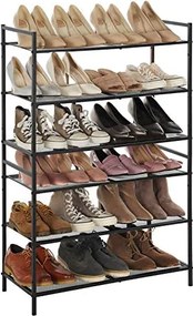 3 szintes cipőtartó, egymásra rakható fém cipőtároló 9-12 pár cipő számára, fekete