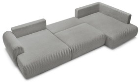 Sötétszürke kordbársony kinyitható sarokkanapé (bal oldali-U alakú) Lucien – Bobochic Paris