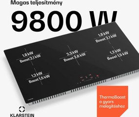 Klarstein PowerGlide indukciós főzőlap | Modern és nagy teljesítményű | 5 főzőzóna | 9800 W | 90 cm
