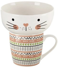 Orion Porcelánový hrnek s miskou Kočka, 0,35 l