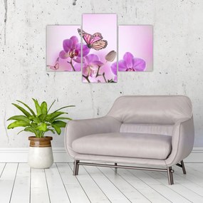 Kép - Pillangó orchidea virágon, lila (90x60 cm)