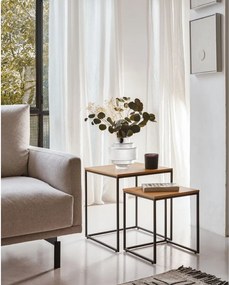 Tárolóasztal szett tölgyfa dekoros asztallappal, 2 db-os 45x45 cm Yoana – Kave Home