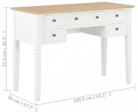 fehér fa íróasztal 109,5 x 45 x 77,5 cm