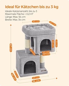Macskakaparó 67 cm magas, macskatorony, ‎40×30×65cm, világosszürke