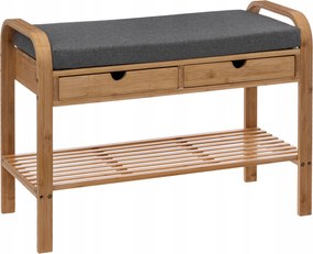 Cipősszekrény Bambusz Ülőfelülettel 74X34X55 CM Barna