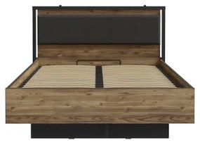 Franciaágy tárolóval OREN 140x200 cm barna/fekete