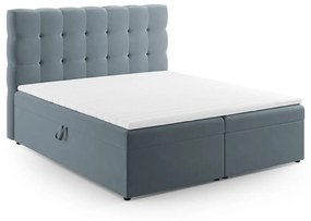 Világoskék boxspring ágy tárolóhellyel 160x200 cm Bali – Cosmopolitan Design