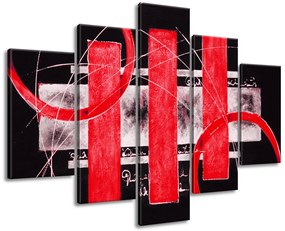 Gario Kézzel festett kép Vörös irányvonalak - 5 részes Méret: 150 x 105 cm